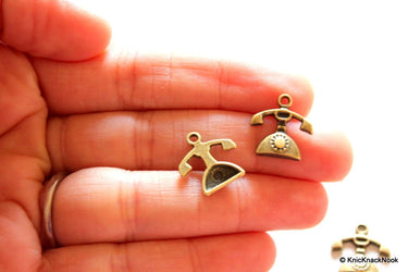 10 x Bronze Tone Telephone Charms Pendants 16x15mm